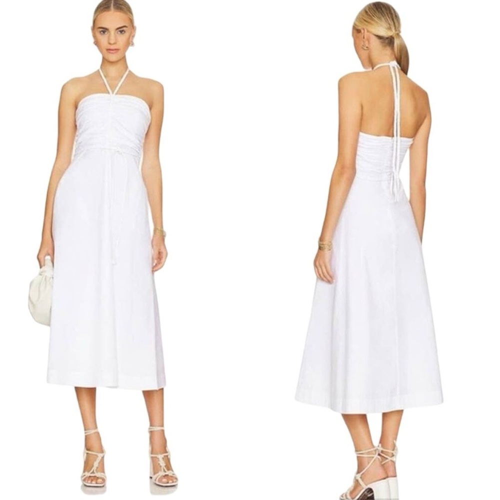 Veronica Beard Monochrome Cotton Tucker Dress in White